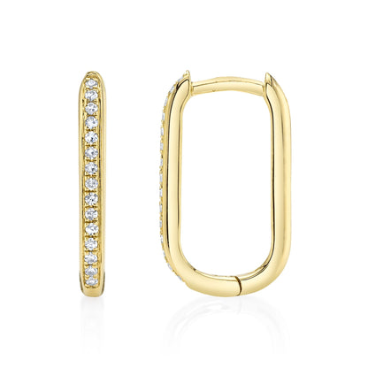 0.08CT 14K Y/G DIAMOND OVAL HOOP EARRING