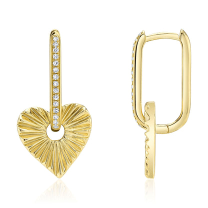 0.08CT 14K Y/G DIAMOND RIBBED HEART EARRING