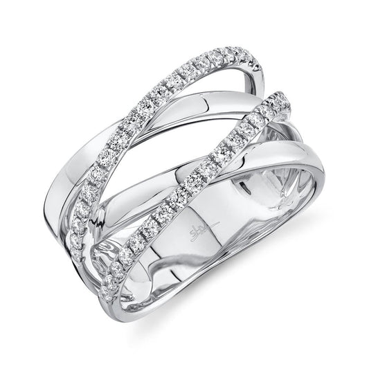 14K White Gold Diamond Crossover Ring