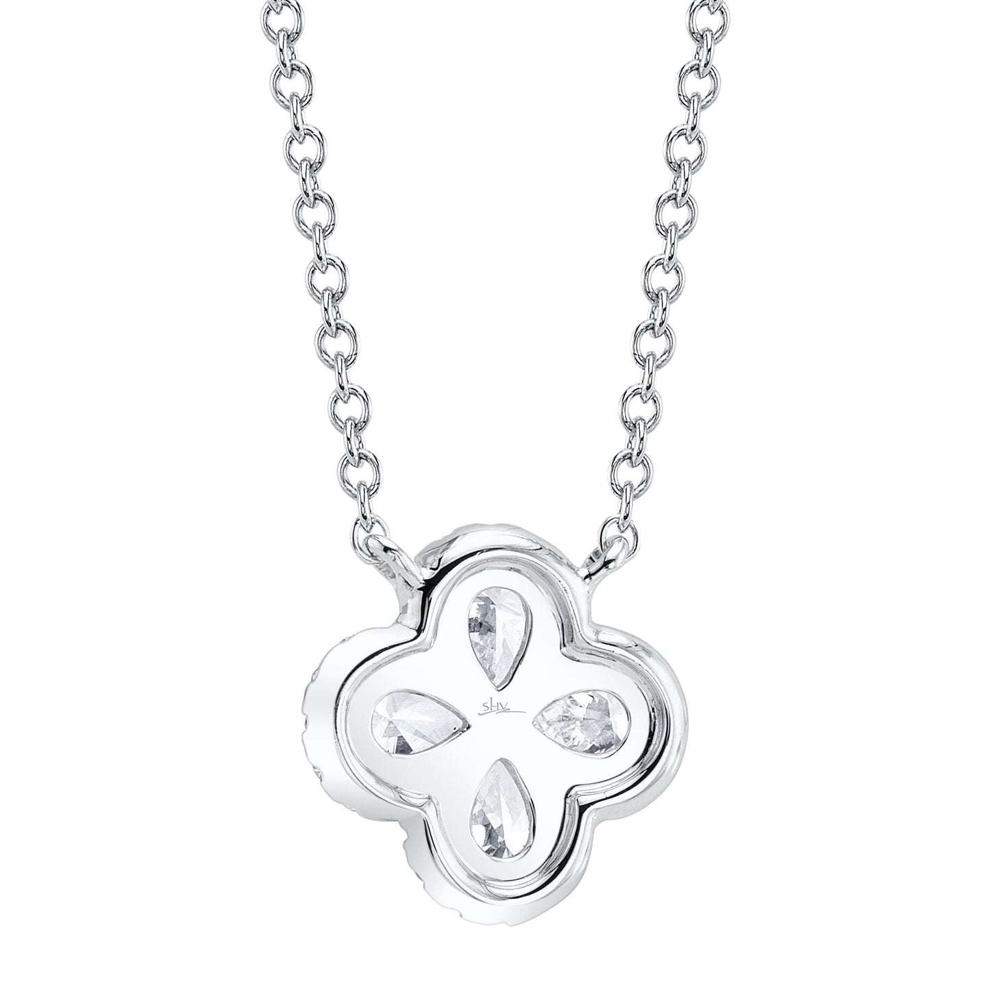 0.41CT 14K W/G DIAMOND PEAR CLOVER NECKLACE