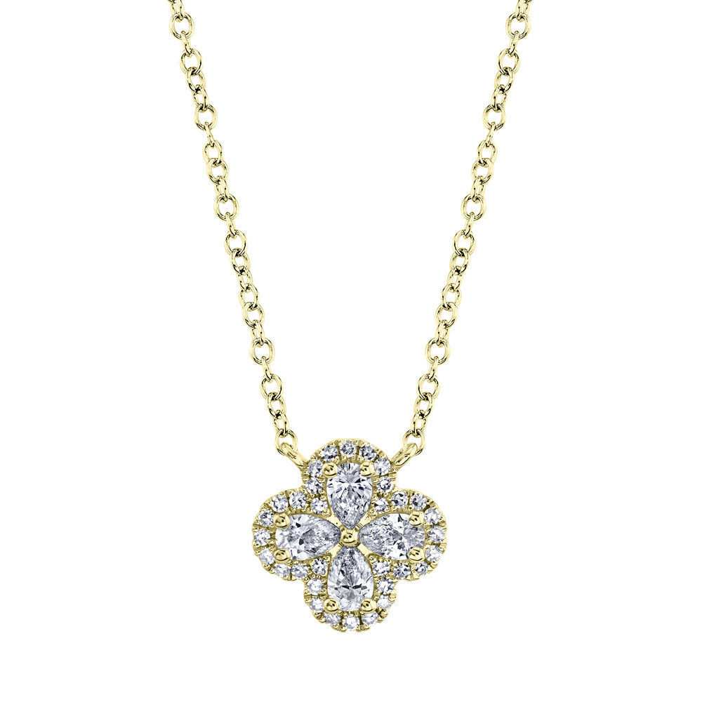 0.41CT 14K Y/G DIAMOND PEAR CLOVER NECKLACE