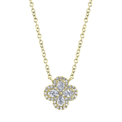 0.41CT 14K Y/G DIAMOND PEAR CLOVER NECKLACE