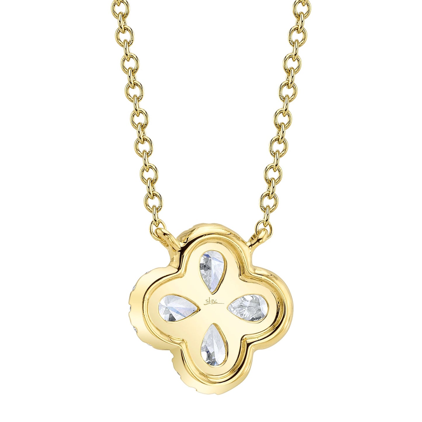 0.41CT 14K Y/G DIAMOND PEAR CLOVER NECKLACE