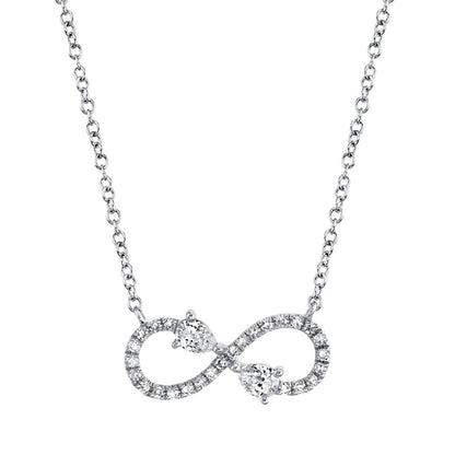 0.22CT 14K W/G DIAMOND PEAR INFINITY NECKLACE