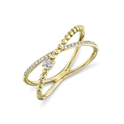 0.12CT 14K Y/G DIAMOND "X" RING