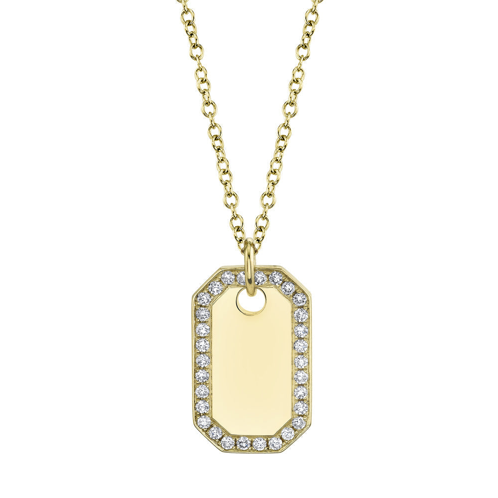 0.40CT 14K Y/G DIAMOND DOG TAG NECKLACE