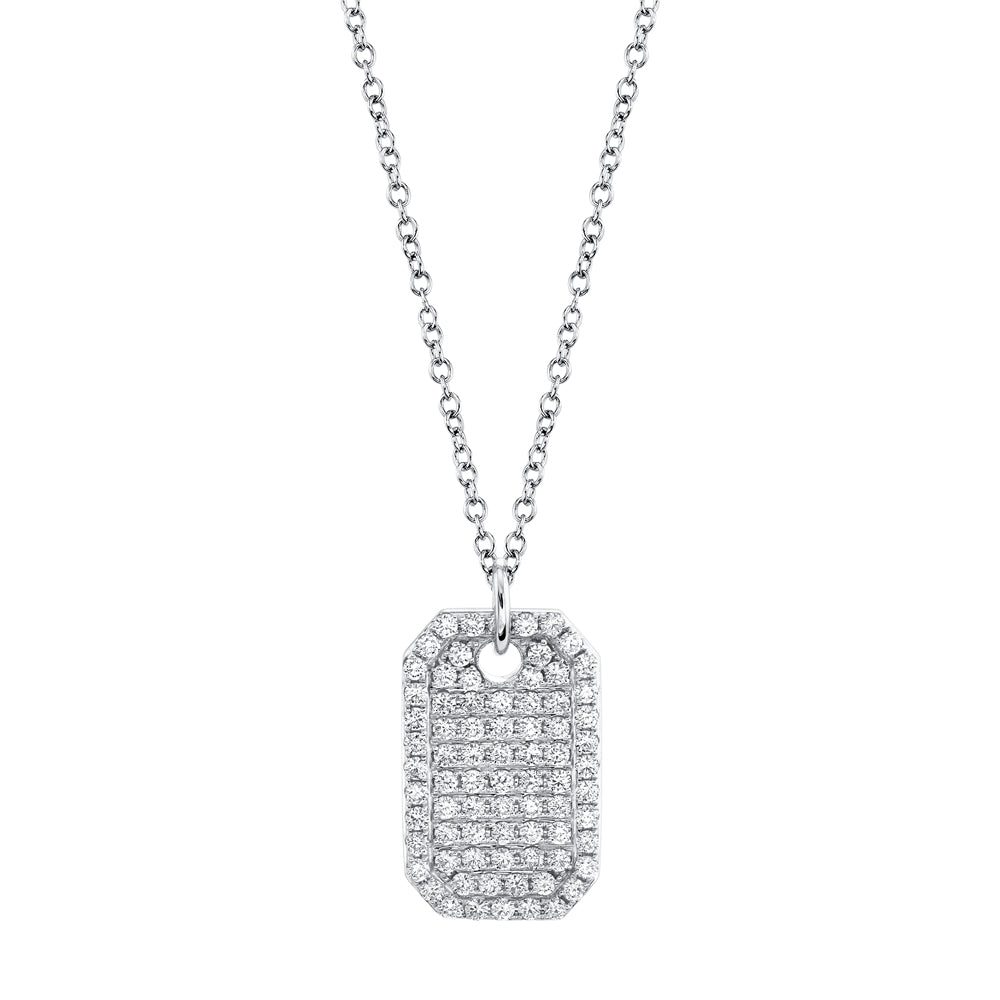 0.90CT 14K W/G DIAMOND DOG TAG NECKLACE