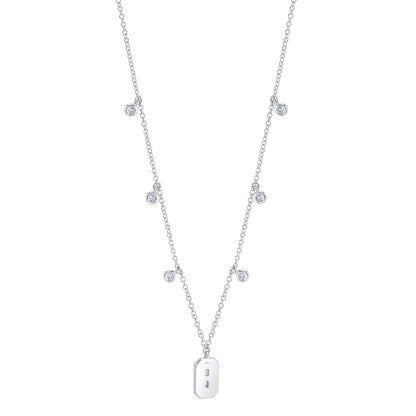 0.20CT 14K W/G DIAMOND BEZEL BAGUETTE NECKLACE