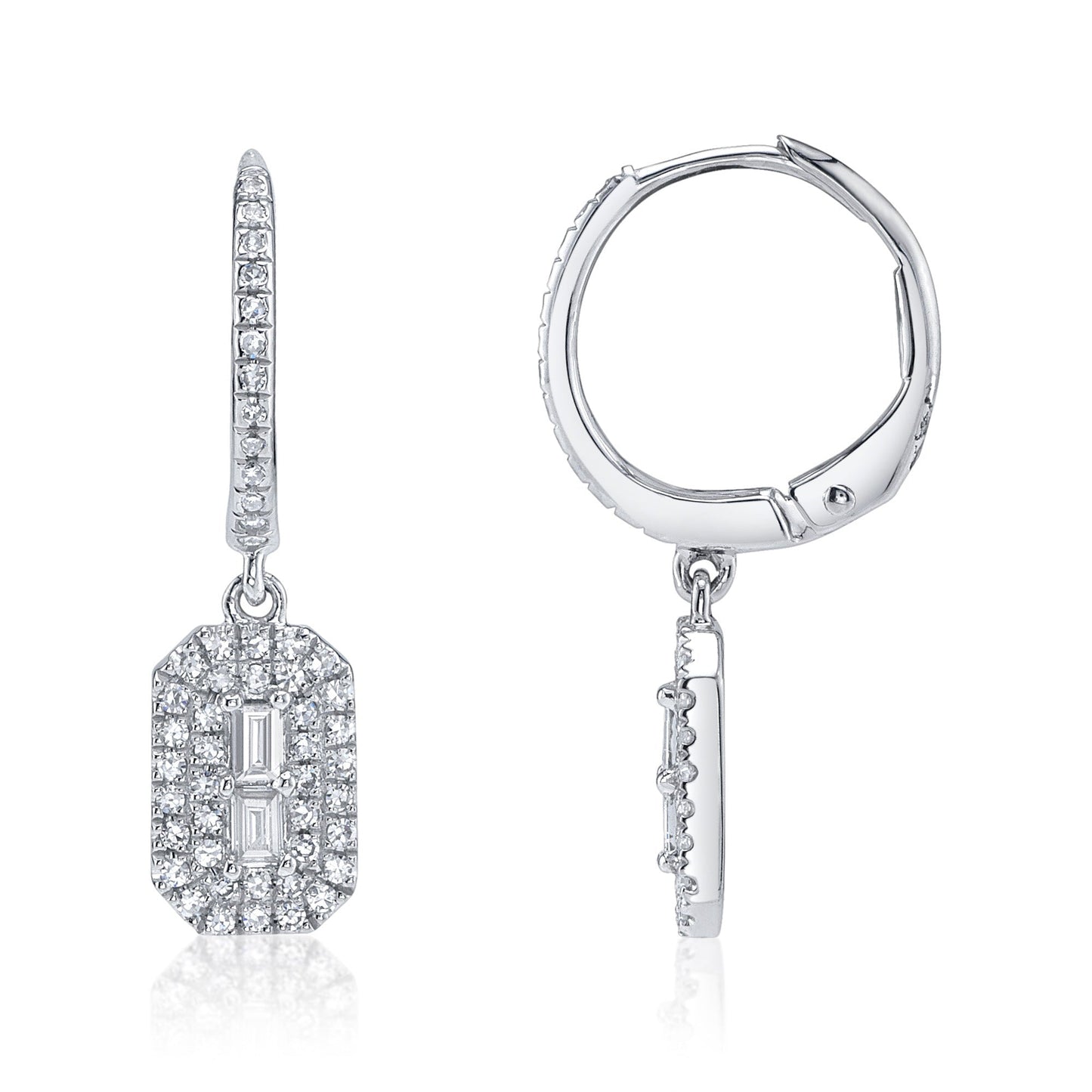 0.32CT 14K W/G DIAMOND BAGUETTE EARRING