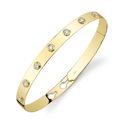 0.32CT 14K Y/G DIAMOND BEZEL LATCH LOCK BANGLE