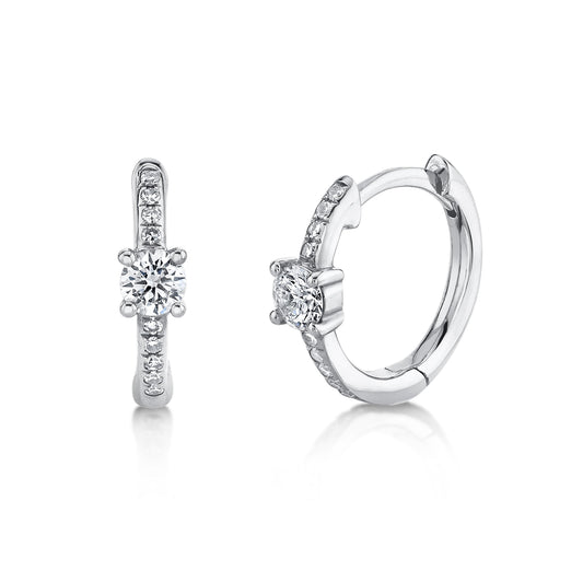 0.25CT 14K W/G DIAMOND HUGGIE EARRING