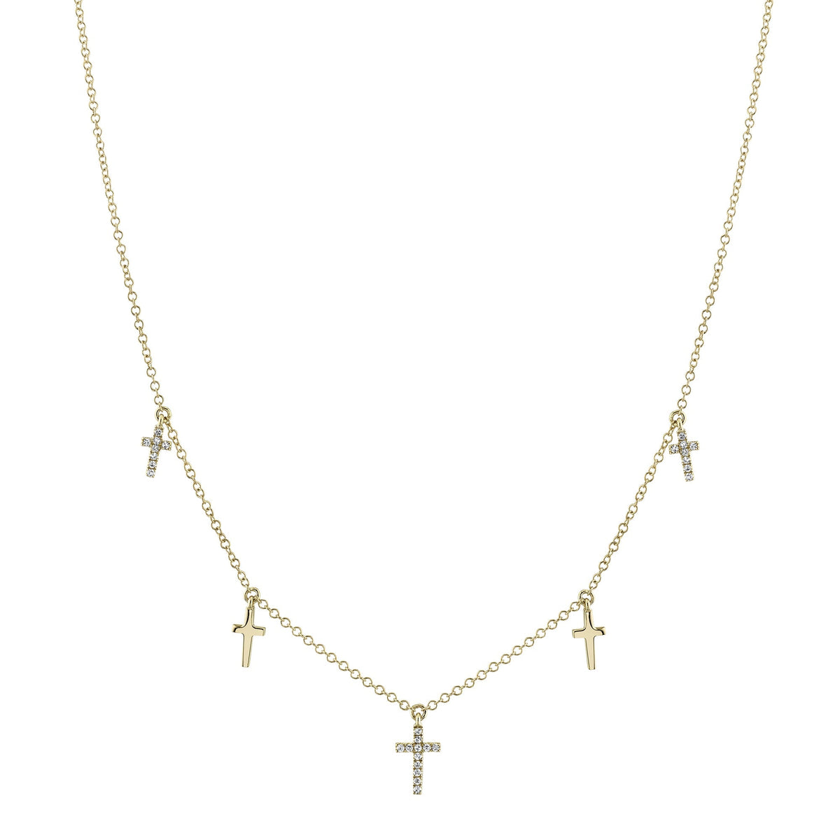 0.09CT 14K Y/G DIAMOND CROSS NECKLACE