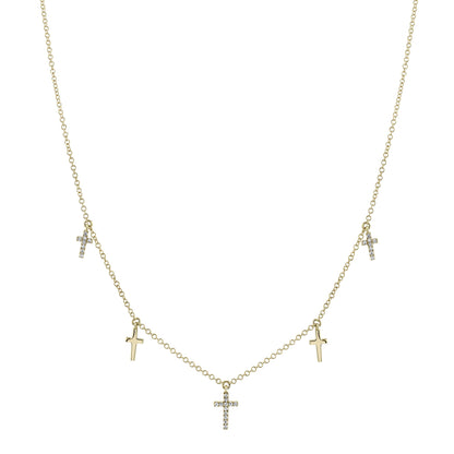 0.09CT 14K Y/G DIAMOND CROSS NECKLACE