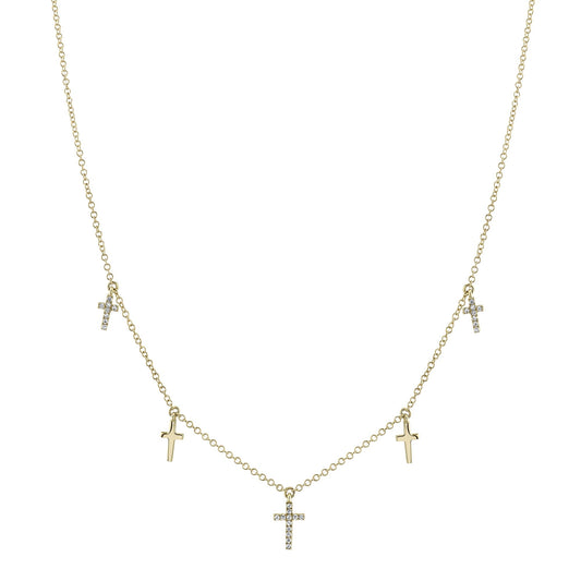 0.09CT 14K Y/G DIAMOND CROSS NECKLACE
