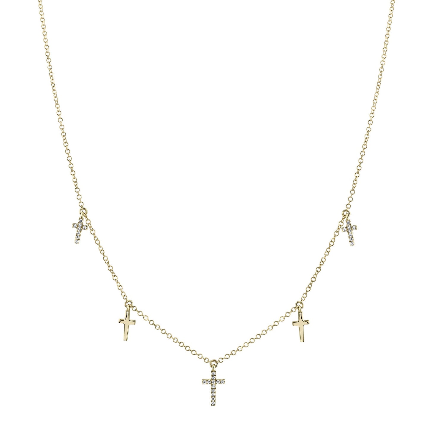 0.09CT 14K Y/G DIAMOND CROSS NECKLACE