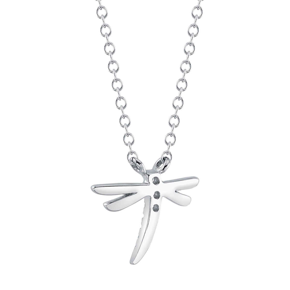 0.03CT 14K W/G DIAMOND DRAGONFLY MATTE NECKLACE