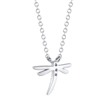 0.03CT 14K W/G DIAMOND DRAGONFLY MATTE NECKLACE