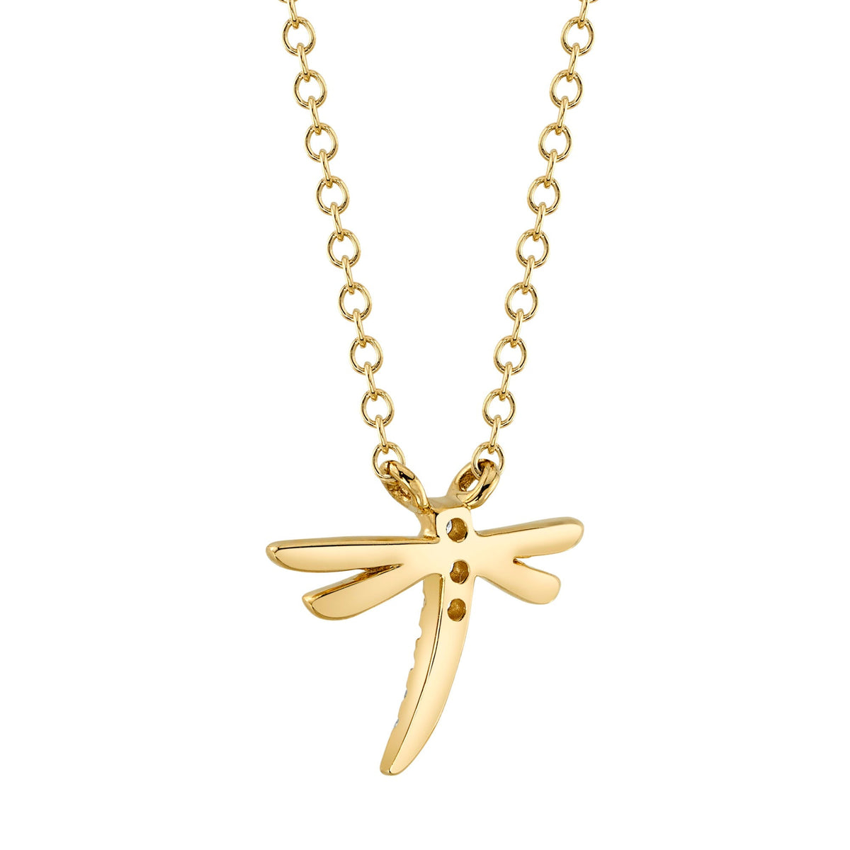0.03CT 14K Y/G DIAMOND DRAGONFLY MATTE NECKLACE
