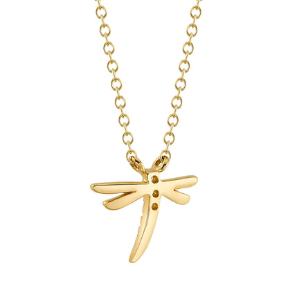 0.03CT 14K Y/G DIAMOND DRAGONFLY MATTE NECKLACE