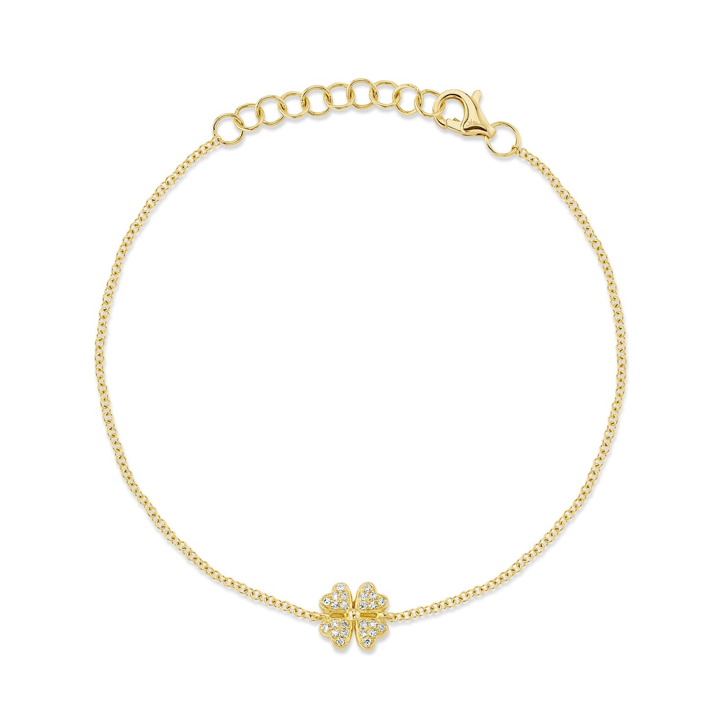 0.05CT 14K Y/G DIAMOND CLOVER BRACELET