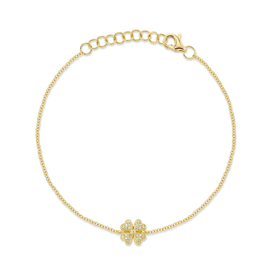 0.05CT 14K Y/G DIAMOND CLOVER BRACELET