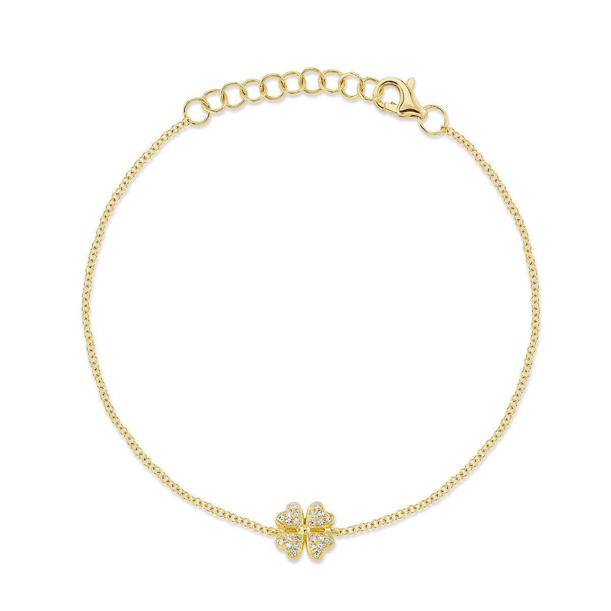0.05CT 14K Y/G DIAMOND CLOVER BRACELET