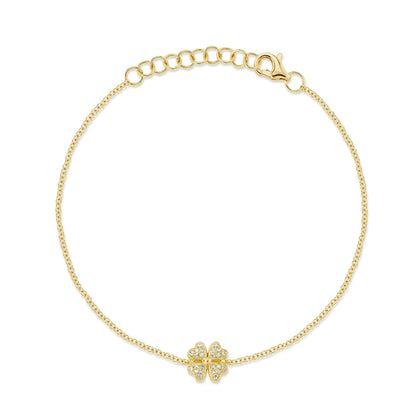 0.05CT 14K Y/G DIAMOND CLOVER BRACELET