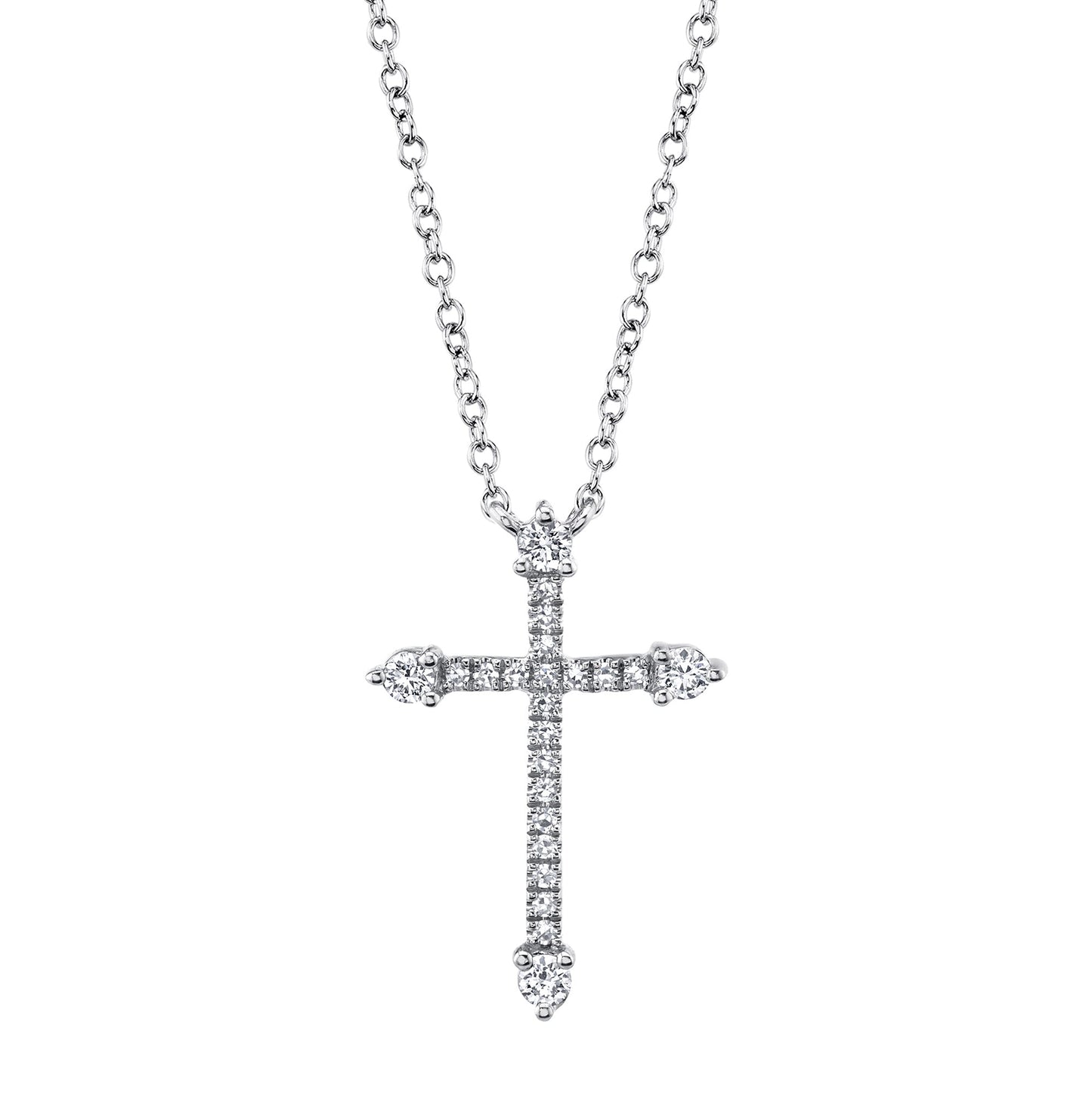 0.17CT 14K W/G DIAMOND CROSS NECKLACE