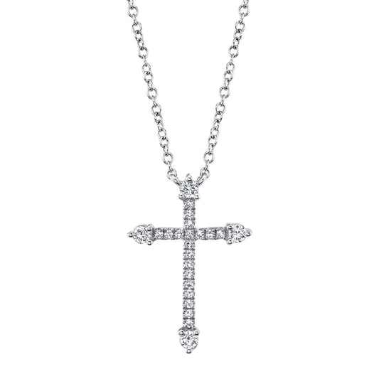 0.17CT 14K W/G DIAMOND CROSS NECKLACE