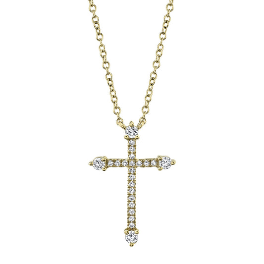 0.17CT 14K Y/G DIAMOND CROSS NECKLACE