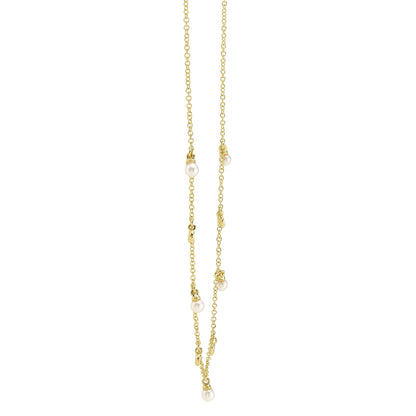 0.04CT 14K Y/G DIAMOND & CULTURED PEARL NECKLACE