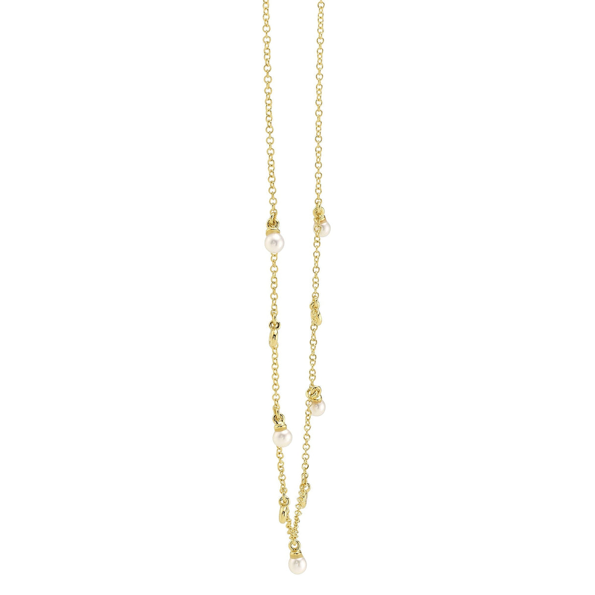 0.04CT 14K Y/G DIAMOND & CULTURED PEARL NECKLACE