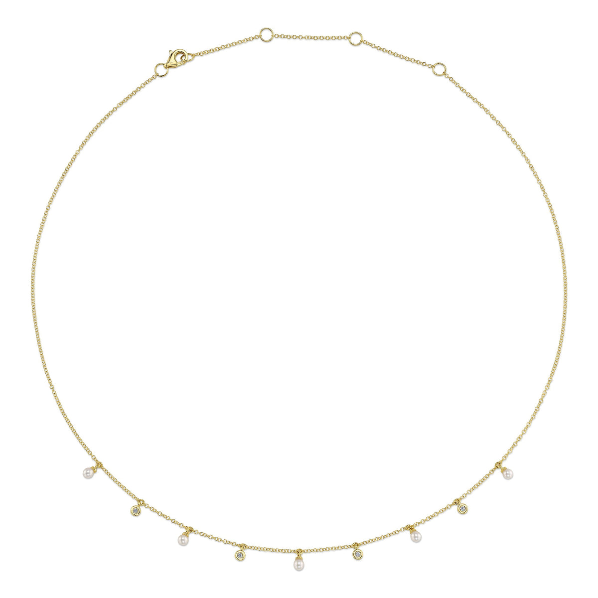 0.04CT 14K Y/G DIAMOND & CULTURED PEARL NECKLACE