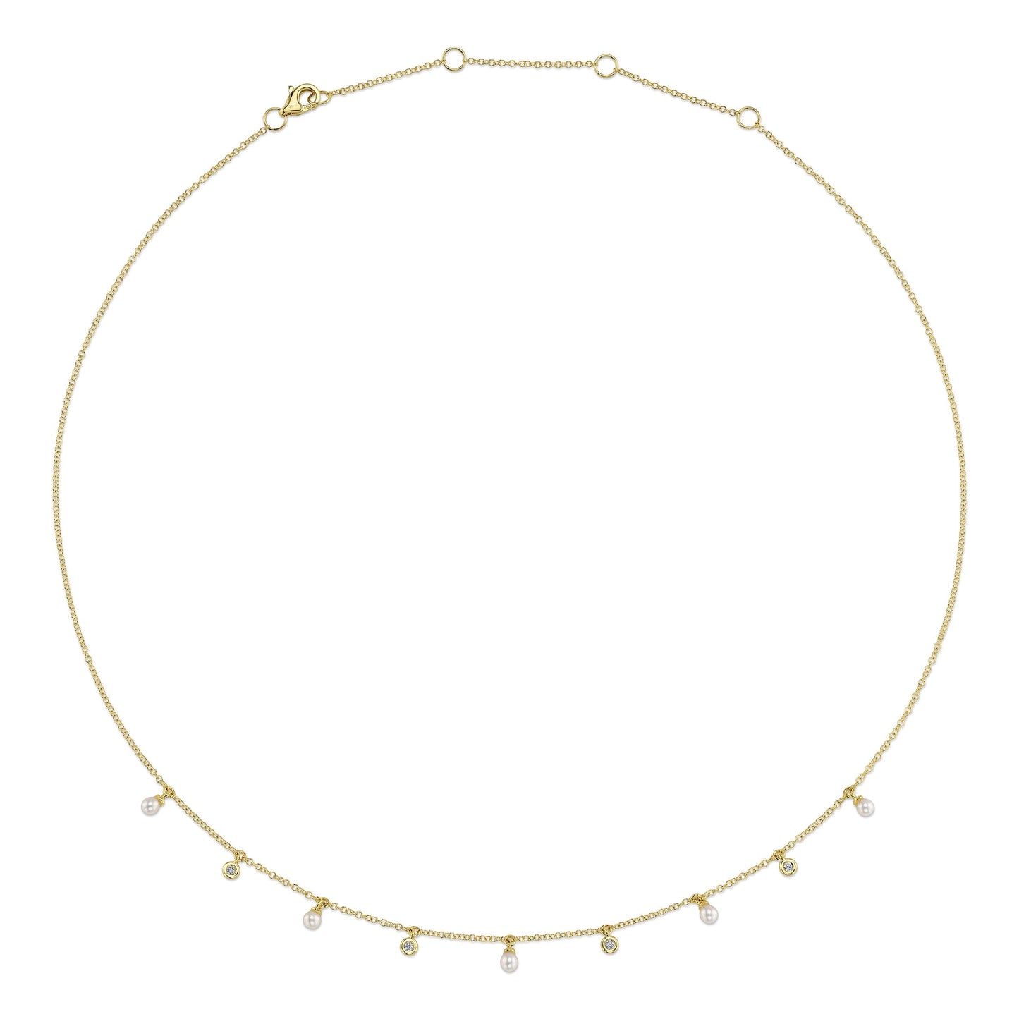 0.04CT 14K Y/G DIAMOND & CULTURED PEARL NECKLACE