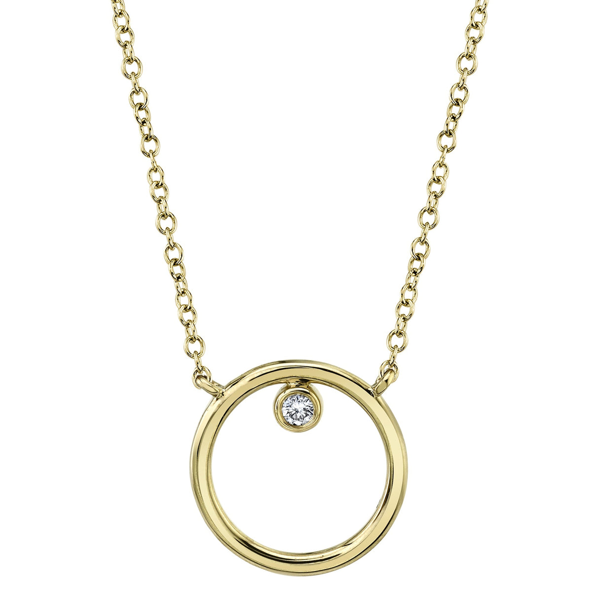 0.03CT 14K Y/G DIAMOND BEZEL CIRCLE NECKLACE