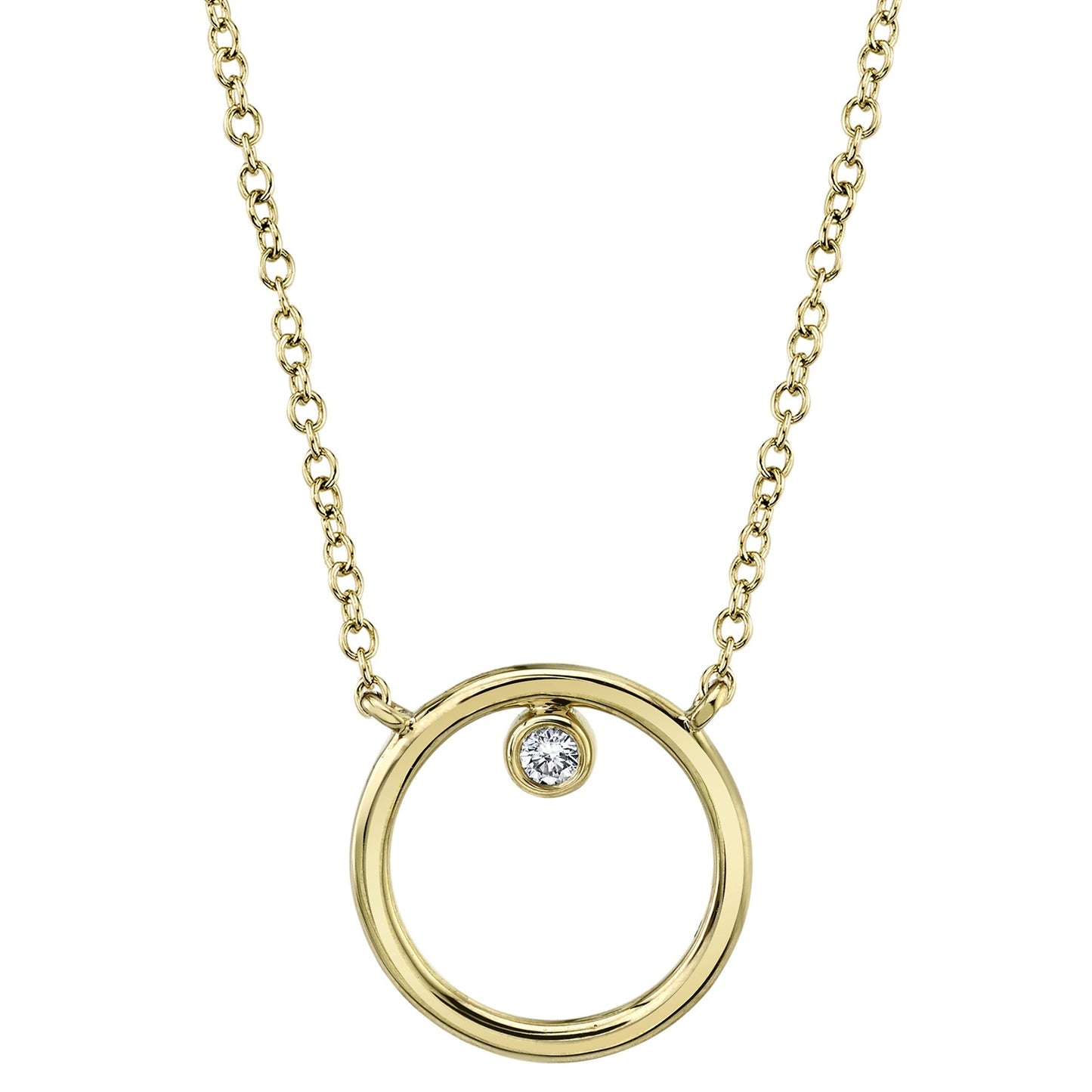 0.03CT 14K Y/G DIAMOND BEZEL CIRCLE NECKLACE