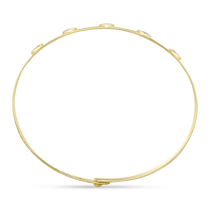 0.41CT 14K Y/G DIAMOND MARQUISE BEZEL LATCH LOCK BANGLE