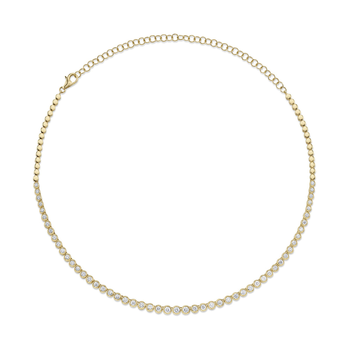3.53CT 14K Y/G DIAMOND BEZEL TENNIS NECKLACE