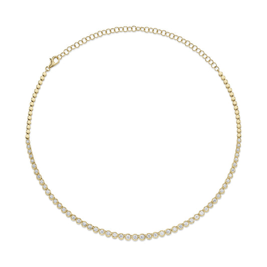 3.53CT 14K Y/G DIAMOND BEZEL TENNIS NECKLACE
