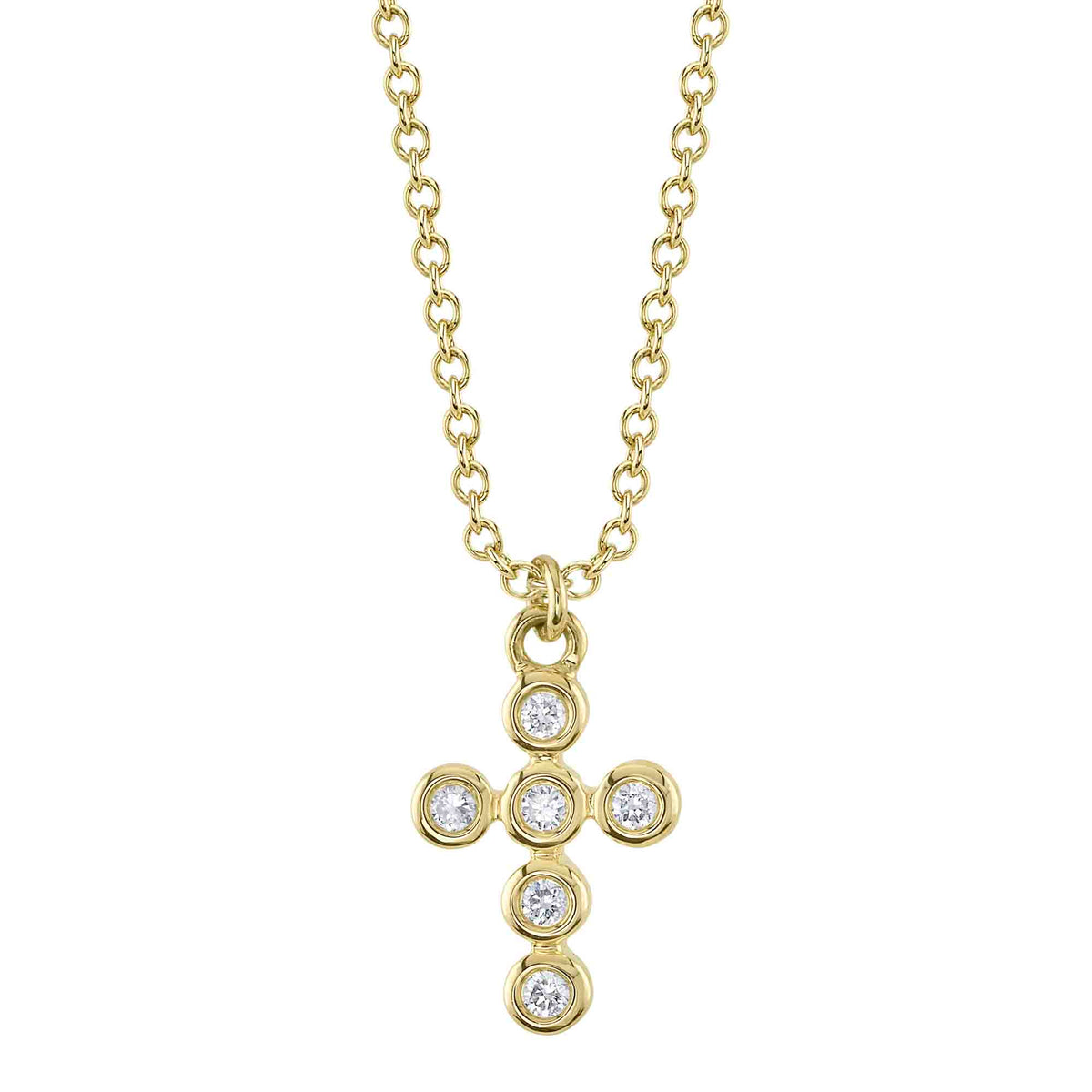 0.08CT 14K Y/G DIAMOND BEZEL CROSS NECKLACE