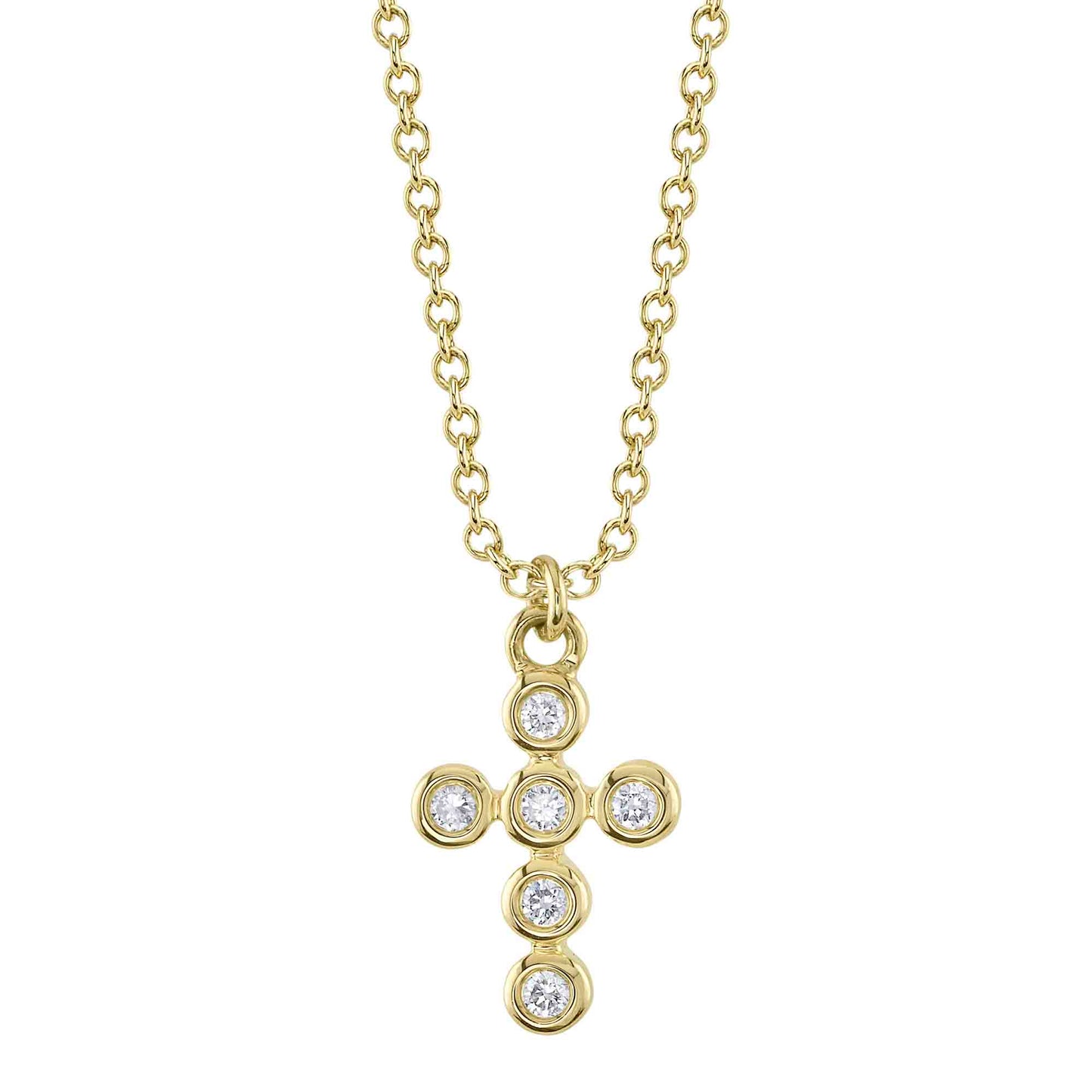 0.08CT 14K Y/G DIAMOND BEZEL CROSS NECKLACE