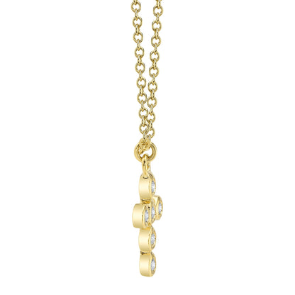 0.08CT 14K Y/G DIAMOND BEZEL CROSS NECKLACE