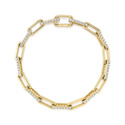 2.21CT 14K Y/G DIAMOND PAPER CLIP LINK BRACELET