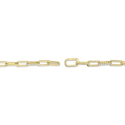 2.21CT 14K Y/G DIAMOND PAPER CLIP LINK BRACELET