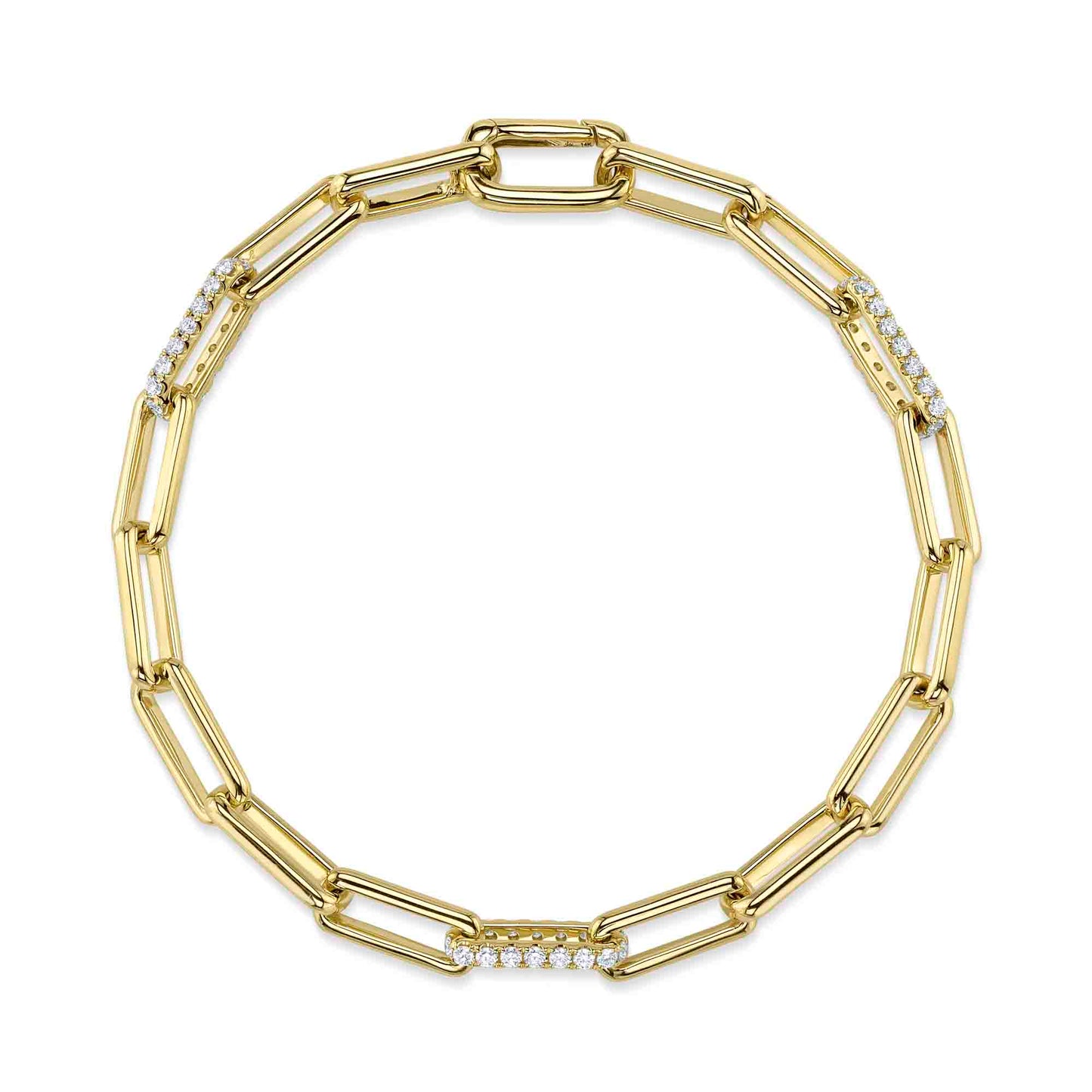 2.21CT 14K Y/G DIAMOND PAPER CLIP LINK BRACELET