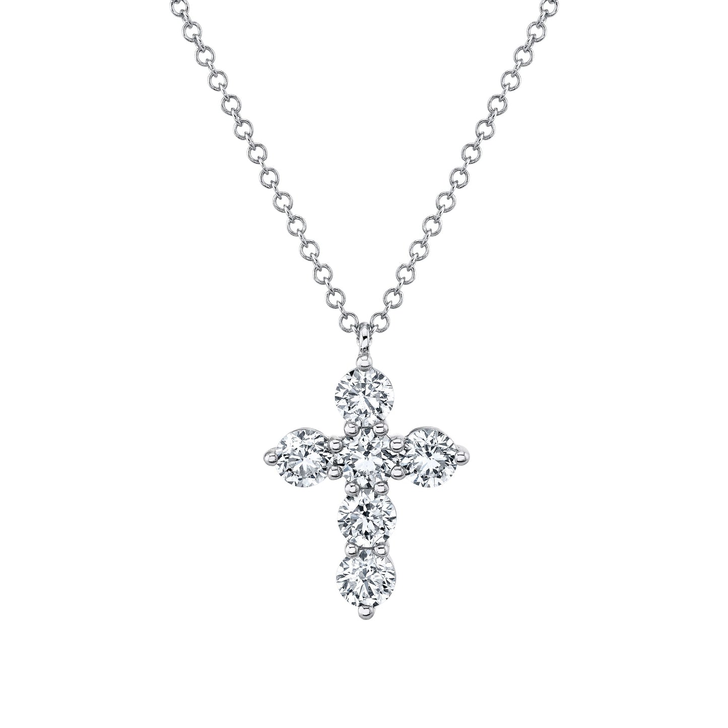 1.10CT 14K W/G DIAMOND CROSS NECKLACE