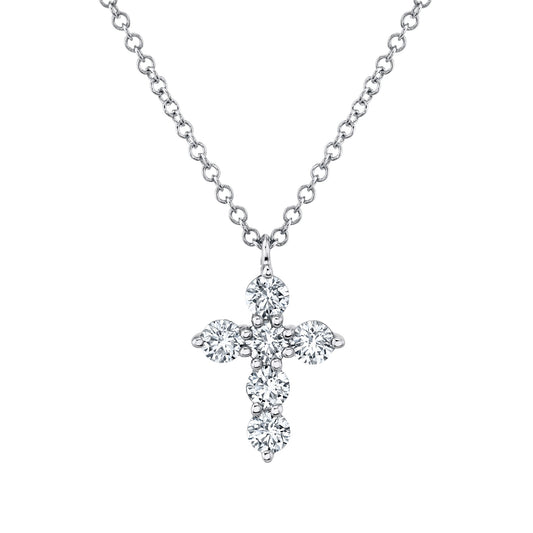 0.50CT 14K W/G DIAMOND CROSS NECKLACE