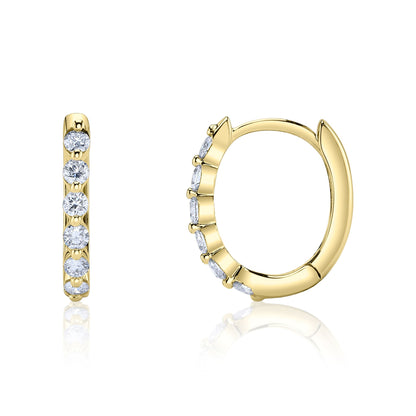 0.26CT 14K Y/G DIAMOND OVAL HUGGIE EARRING