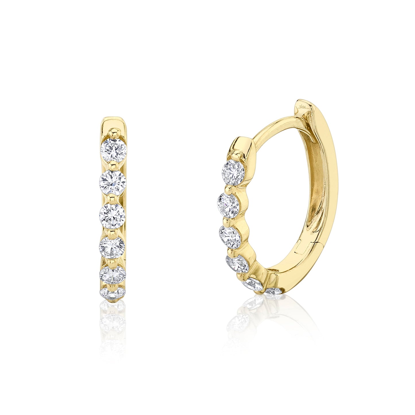 0.26CT 14K Y/G DIAMOND OVAL HUGGIE EARRING