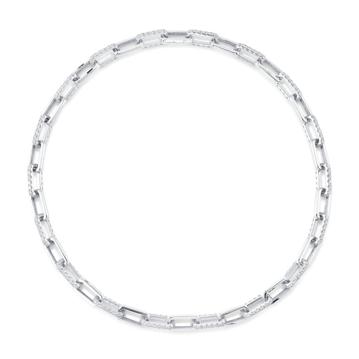 13.01CT 14K W/G DIAMOND PAVE PAPER CLIP LINK NECKLACE